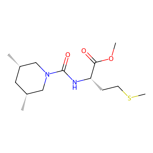methyl N-{[(3R,5S)-3,5-dimethylpiperidin-1-yl]carbonyl}-L-methioninate structure