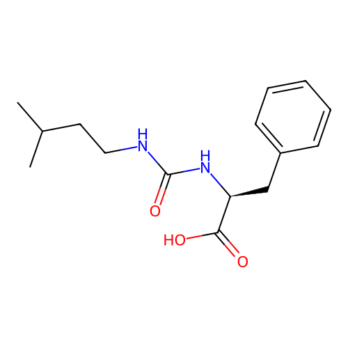 N-[(3-methylbutyl)carbamoyl]-L-phenylalanine structure