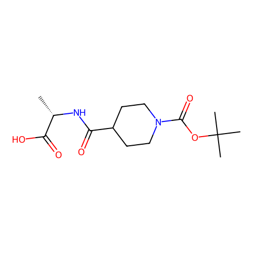N-{[1-(tert-butoxycarbonyl)piperidin-4-yl]carbonyl}-L-alanine structure