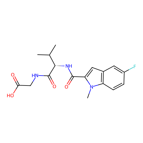 N-[(5-fluoro-1-methyl-1H-indol-2-yl)carbonyl]-L-valylglycine structure