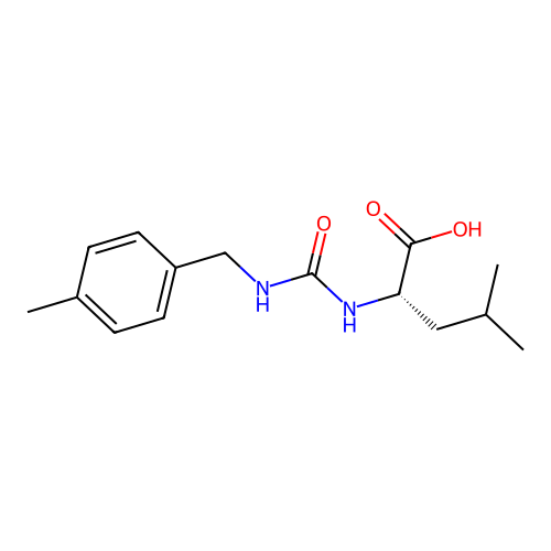 (S)-4-methyl-2-(3-(4-methylbenzyl)ureido)pentanoic acid structure