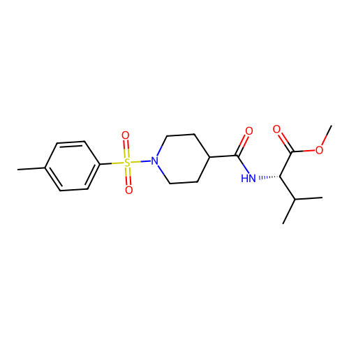 (S)-methyl 3-methyl-2-(1-tosylpiperidine-4-carboxamido)butanoate structure