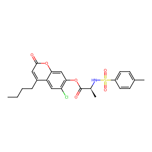 (4-butyl-6-chloro-2-oxochromen-7-yl) (2S)-2-[(4-methylphenyl)sulfonylamino]propanoate structure