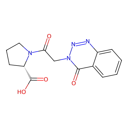 (S)-1-(2-(4-oxobenzo[d][1,2,3]triazin-3(4H)-yl)acetyl)pyrrolidine-2-carboxylic acid structure
