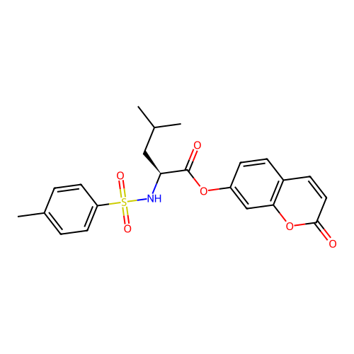 2-oxo-2H-chromen-7-yl N-[(4-methylphenyl)sulfonyl]-L-leucinate structure