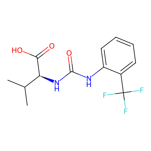 N-{[2-(trifluoromethyl)phenyl]carbamoyl}-L-valine structure