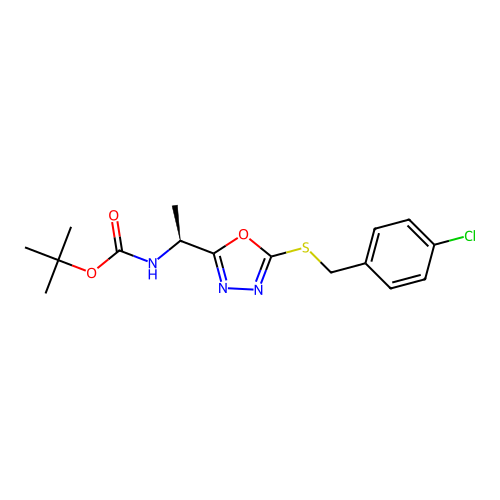 (S)-tert-butyl (1-(5-((4-chlorobenzyl)thio)-1,3,4-oxadiazol-2-yl)ethyl)carbamate structure