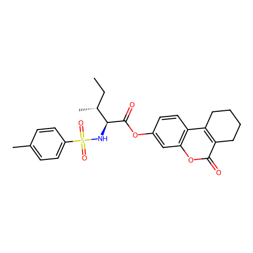 (2S,3R)-6-oxo-7,8,9,10-tetrahydro-6H-benzo[c]chromen-3-yl 3-methyl-2-(4-methylphenylsulfonamido)pentanoate structure