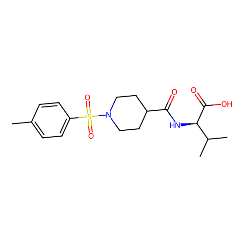 (R)-3-methyl-2-(1-tosylpiperidine-4-carboxamido)butanoic acid structure