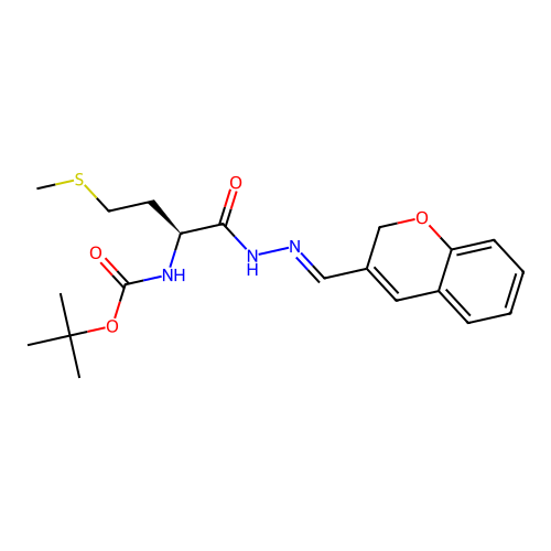 (S,E)-tert-butyl (1-(2-((2H-chromen-3-yl)methylene)hydrazinyl)-4-(methylthio)-1-oxobutan-2-yl)carbamate structure