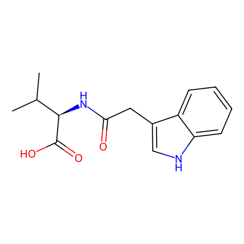 (2R)-2-[[2-(1H-indol-3-yl)acetyl]amino]-3-methylbutanoic acid structure