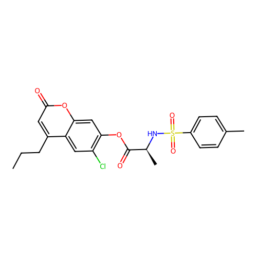 (6-chloro-2-oxo-4-propylchromen-7-yl) (2S)-2-[(4-methylphenyl)sulfonylamino]propanoate structure