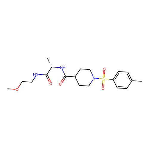 (S)-N-(1-((2-methoxyethyl)amino)-1-oxopropan-2-yl)-1-tosylpiperidine-4-carboxamide structure