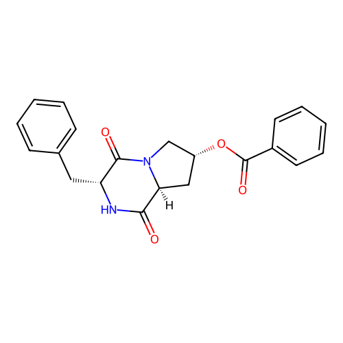 (3R,7R,8aS)-3-benzyl-1,4-dioxooctahydropyrrolo[1,2-a]pyrazin-7-yl benzoate structure