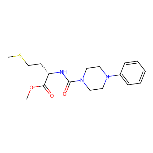 (S)-methyl 4-(methylthio)-2-(4-phenylpiperazine-1-carboxamido)butanoate structure