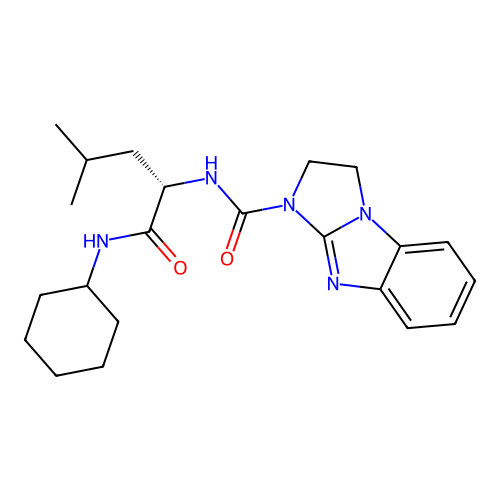 (S)-N-(1-(cyclohexylamino)-4-methyl-1-oxopentan-2-yl)-2,3-dihydro-1H-benzo[d]imidazo[1,2-a]imidazole-1-carboxamide structure