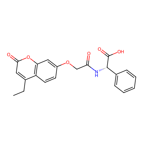 (2S)-({[(4-ethyl-2-oxo-2H-chromen-7-yl)oxy]acetyl}amino)(phenyl)ethanoic acid structure