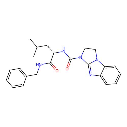 (S)-N-(1-(benzylamino)-4-methyl-1-oxopentan-2-yl)-2,3-dihydro-1H-benzo[d]imidazo[1,2-a]imidazole-1-carboxamide structure