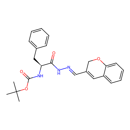 (S,E)-tert-butyl (1-(2-((2H-chromen-3-yl)methylene)hydrazinyl)-1-oxo-3-phenylpropan-2-yl)carbamate structure