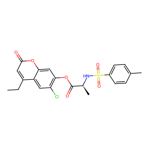 6-chloro-4-ethyl-2-oxo-2H-chromen-7-yl N-[(4-methylphenyl)sulfonyl]-L-alaninate structure