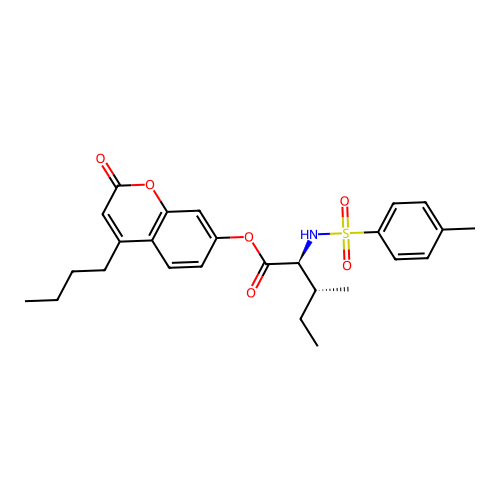 4-butyl-2-oxo-2H-chromen-7-yl N-[(4-methylphenyl)sulfonyl]-L-isoleucinate structure
