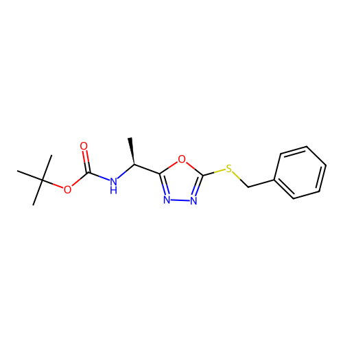 Tert-butyl N-{1-[5-(benzylsulfanyl)-1,3,4-oxadiazol-2-YL]ethyl}carbamate structure