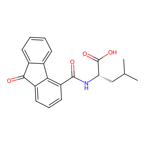 N-[(9-oxo-9H-fluoren-4-yl)carbonyl]-L-leucine structure