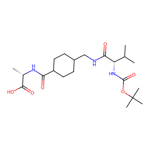 (2S)-2-[[4-[[[(2S)-3-methyl-2-[(2-methylpropan-2-yl)oxycarbonylamino]butanoyl]amino]methyl]cyclohexanecarbonyl]amino]propanoic acid structure