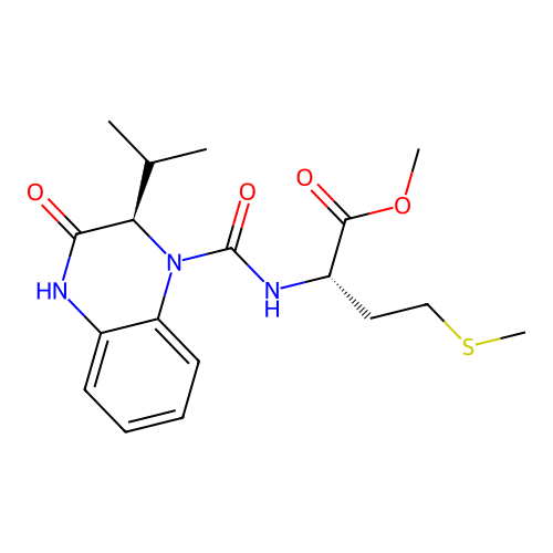 (S)-methyl 2-((R)-2-isopropyl-3-oxo-1,2,3,4-tetrahydroquinoxaline-1-carboxamido)-4-(methylthio)butanoate structure