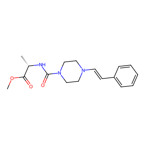 (S,E)-methyl 2-(4-styrylpiperazine-1-carboxamido)propanoate structure