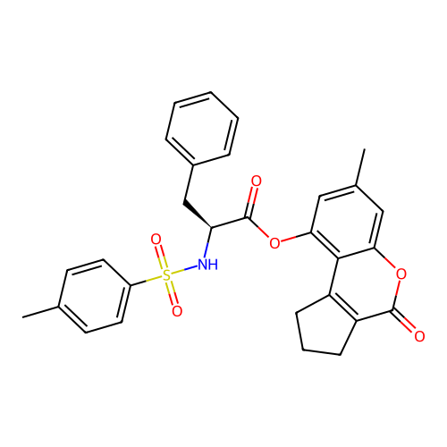 (7-methyl-4-oxo-2,3-dihydro-1H-cyclopenta[c]chromen-9-yl) (2S)-2-[(4-methylphenyl)sulfonylamino]-3-phenylpropanoate structure
