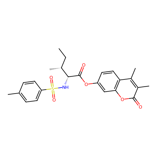 (3,4-dimethyl-2-oxochromen-7-yl) (2R,3R)-3-methyl-2-[(4-methylphenyl)sulfonylamino]pentanoate structure