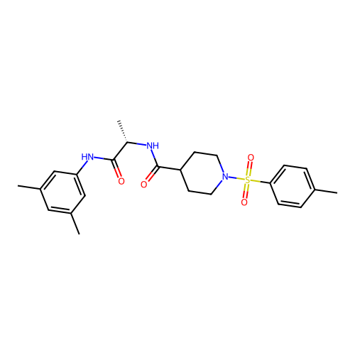 (S)-N-(1-((3,5-dimethylphenyl)amino)-1-oxopropan-2-yl)-1-tosylpiperidine-4-carboxamide structure
