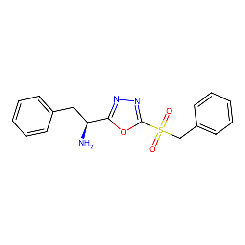 (S)-1-(5-(benzylsulfonyl)-1,3,4-oxadiazol-2-yl)-2-phenylethanamine structure