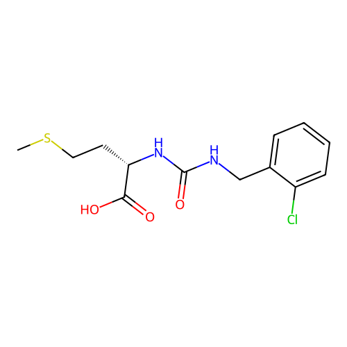 N-[(2-chlorobenzyl)carbamoyl]-L-methionine structure