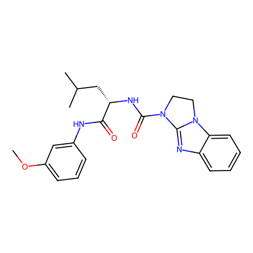 (S)-N-(1-((3-methoxyphenyl)amino)-4-methyl-1-oxopentan-2-yl)-2,3-dihydro-1H-benzo[d]imidazo[1,2-a]imidazole-1-carboxamide structure