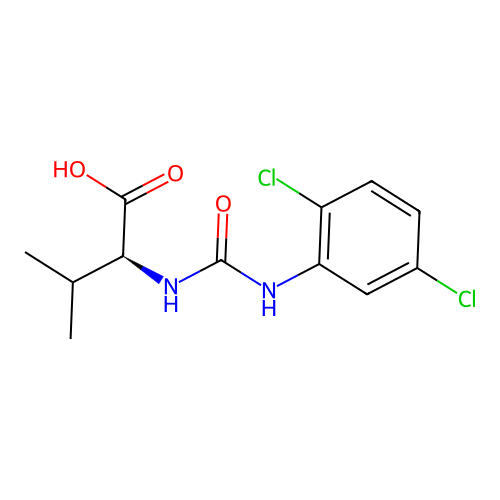 N-[(2,5-dichlorophenyl)carbamoyl]-L-valine structure