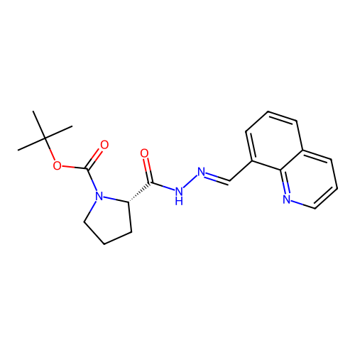 tert-butyl (2S)-2-[[(E)-quinolin-8-ylmethylideneamino]carbamoyl]pyrrolidine-1-carboxylate structure
