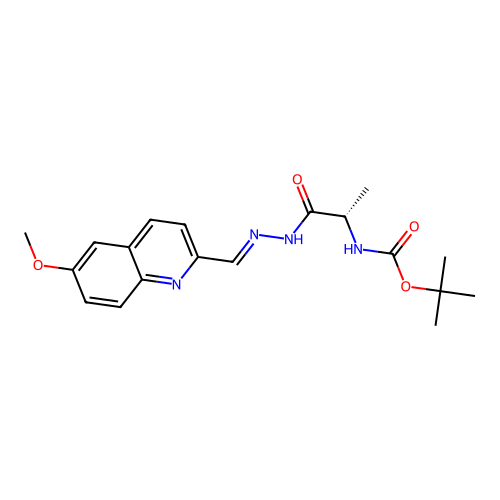(S,E)-tert-butyl (1-(2-((6-methoxyquinolin-2-yl)methylene)hydrazinyl)-1-oxopropan-2-yl)carbamate structure