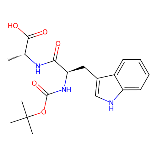 N-(tert-butoxycarbonyl)-D-tryptophyl-D-alanine structure