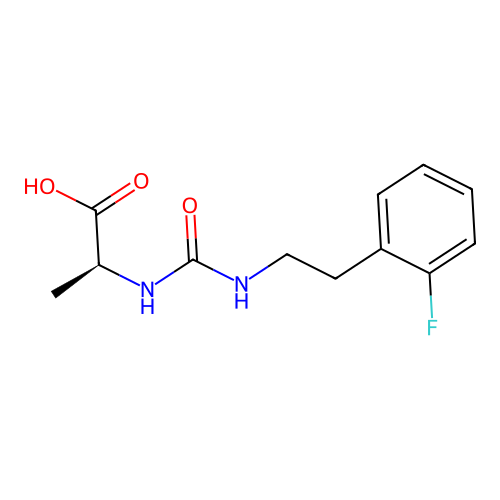 N-{[2-(2-fluorophenyl)ethyl]carbamoyl}-L-alanine structure