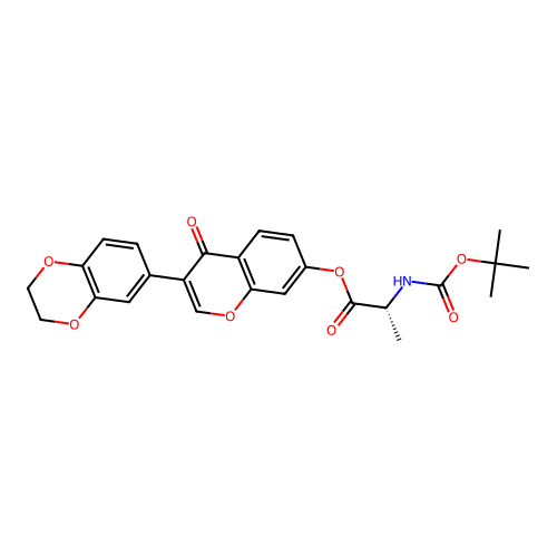 (R)-3-(2,3-dihydrobenzo[b][1,4]dioxin-6-yl)-4-oxo-4H-chromen-7-yl 2-((tert-butoxycarbonyl)amino)propanoate structure