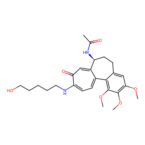 (S)-N-(10-((5-hydroxypentyl)amino)-1,2,3-trimethoxy-9-oxo-5,6,7,9-tetrahydrobenzo[a]heptalen-7-yl)acetamide structure
