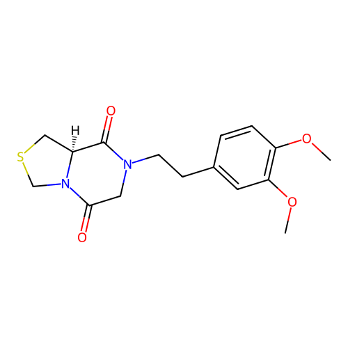 (8aR)-7-[2-(3,4-dimethoxyphenyl)ethyl]tetrahydro[1,3]thiazolo[3,4-a]pyrazine-5,8-dione structure