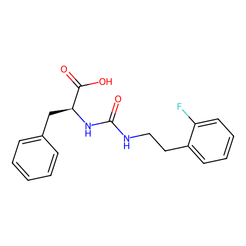 N-{[2-(2-fluorophenyl)ethyl]carbamoyl}-L-phenylalanine structure