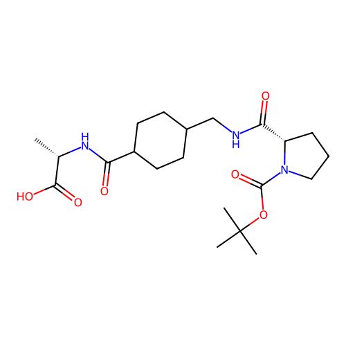 (2S)-2-[[4-[[[(2S)-1-[(2-methylpropan-2-yl)oxycarbonyl]pyrrolidine-2-carbonyl]amino]methyl]cyclohexanecarbonyl]amino]propanoic acid structure