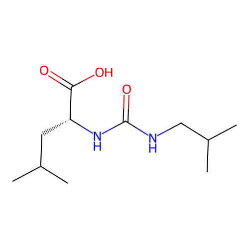 N-[(2-methylpropyl)carbamoyl]-D-leucine structure