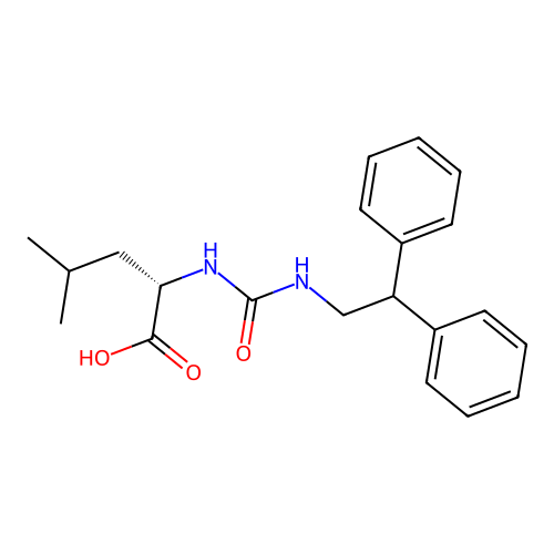 N-[(2,2-diphenylethyl)carbamoyl]-L-leucine structure