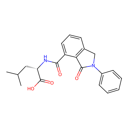 (S)-4-methyl-2-(3-oxo-2-phenylisoindoline-4-carboxamido)pentanoic acid structure