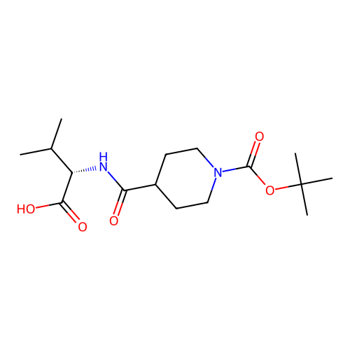 N-{[1-(tert-butoxycarbonyl)piperidin-4-yl]carbonyl}-L-valine structure